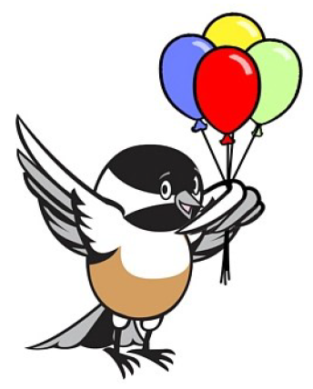 Animated Chickadee with Balloons